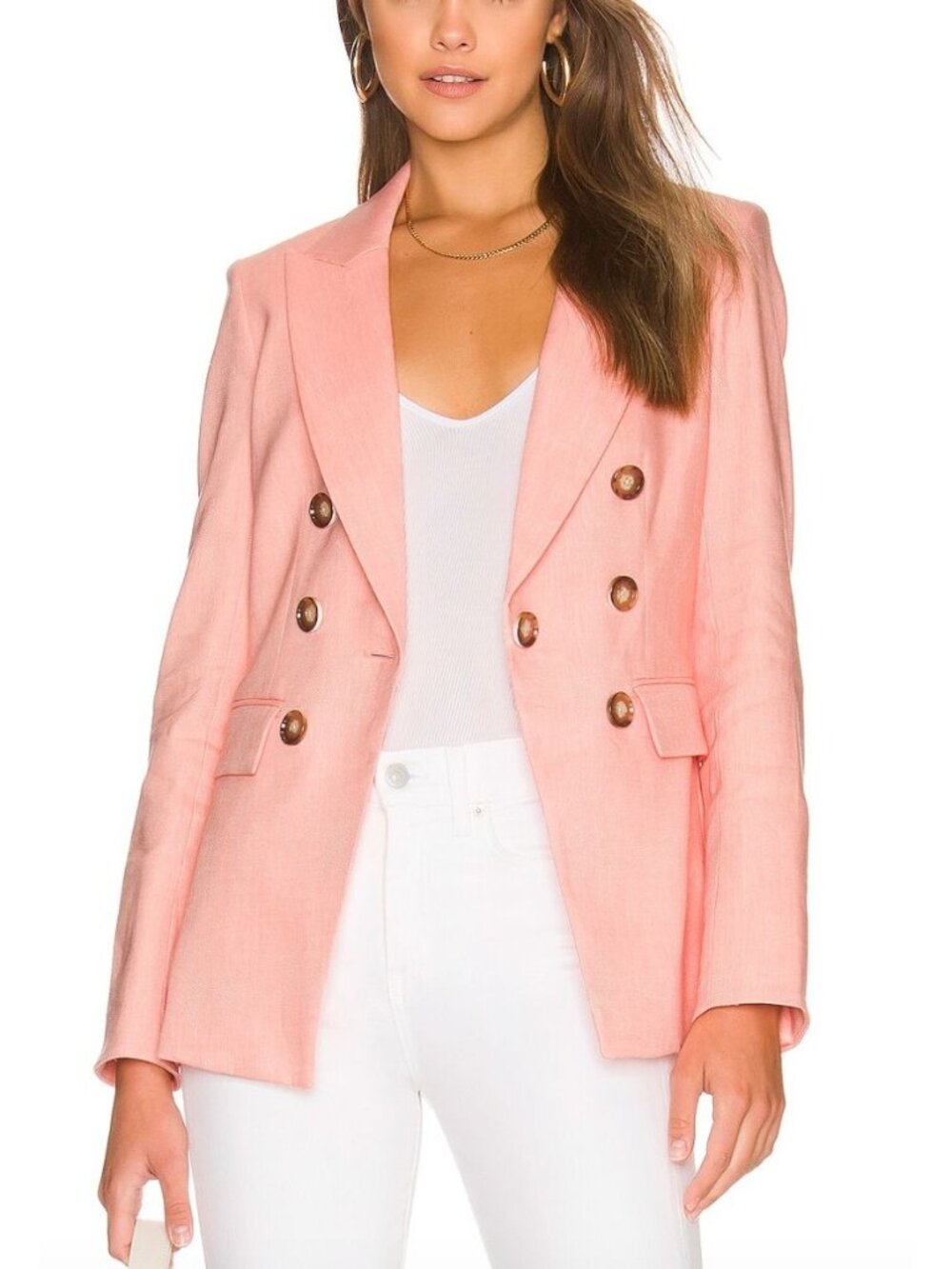 VERONICA BEARD Gaya Linen Dickey Jacket Blazer Heathered Bright Coral 4